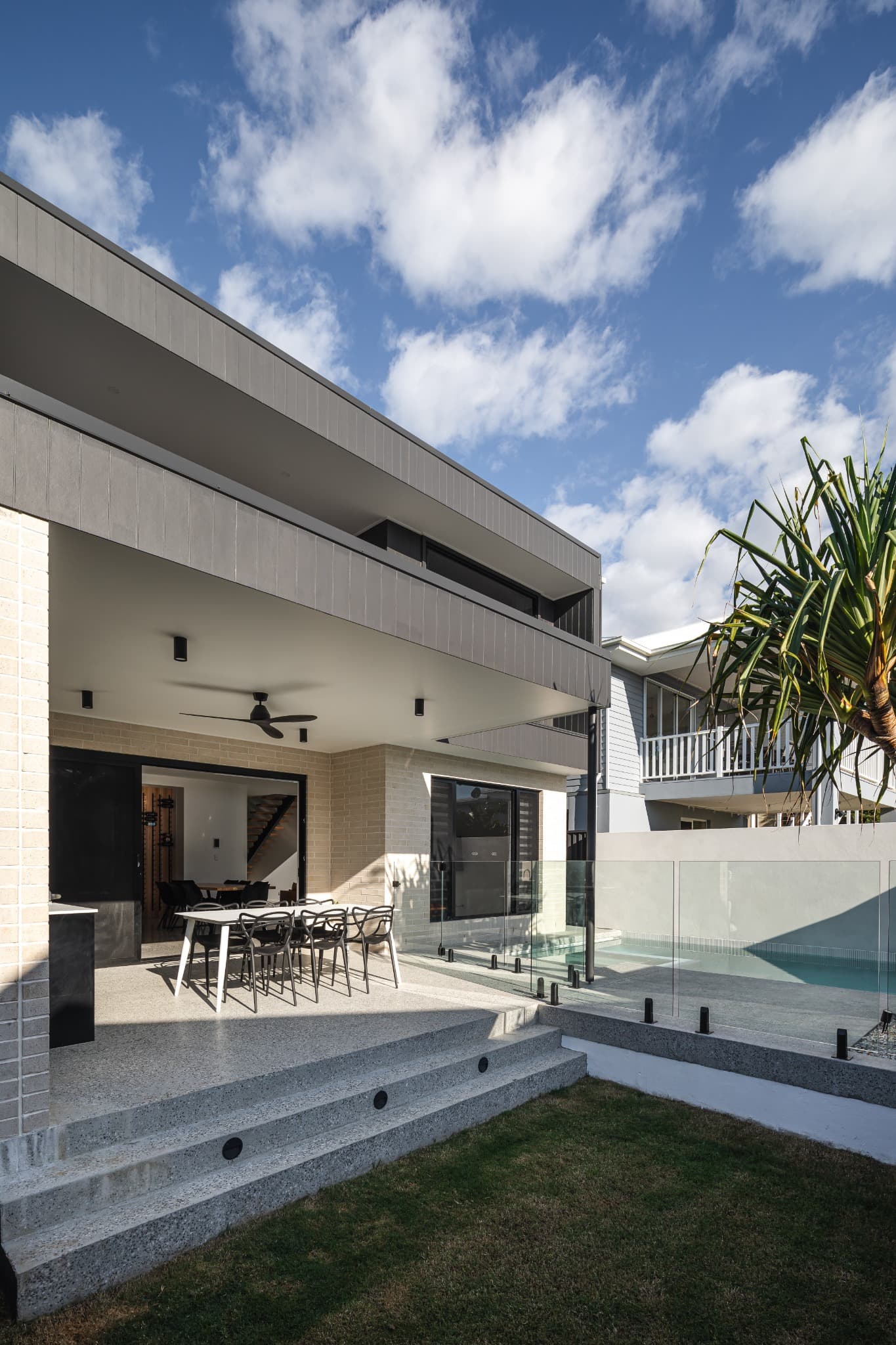 Melville Terrace covered outdoor dining terrace beside the pool
